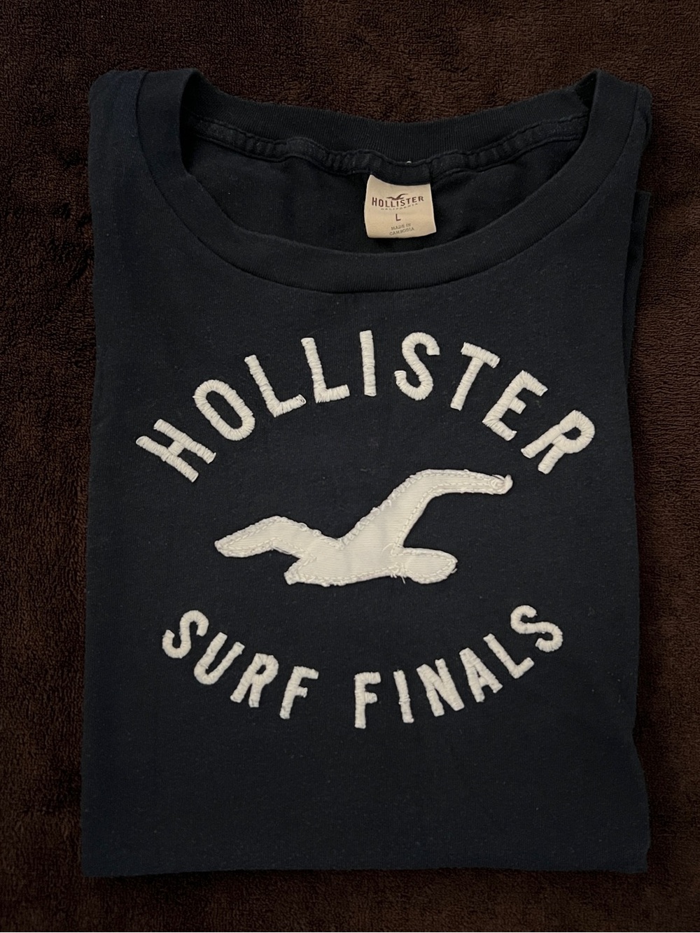 Hollister Navy Tee with White Appliqué Logo